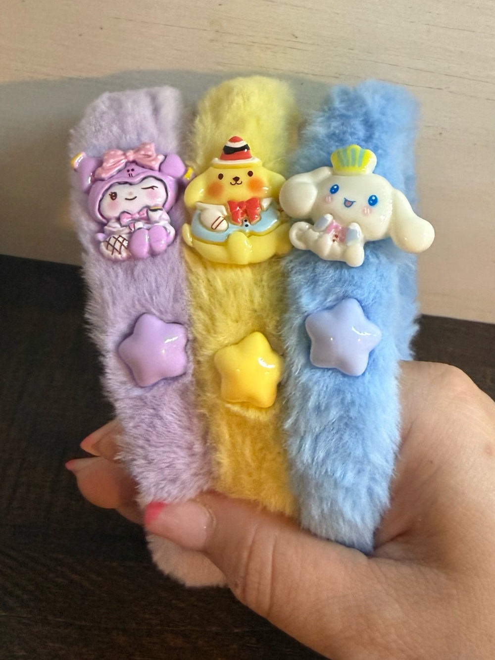 Fluffy Star Sanrio Hairbands for Kids - Purple, Yellow, Blue